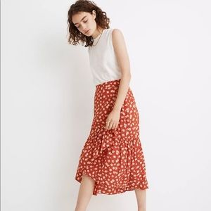 Madewell Ruffle Wrap Midi Skirt in Happy Hibiscus